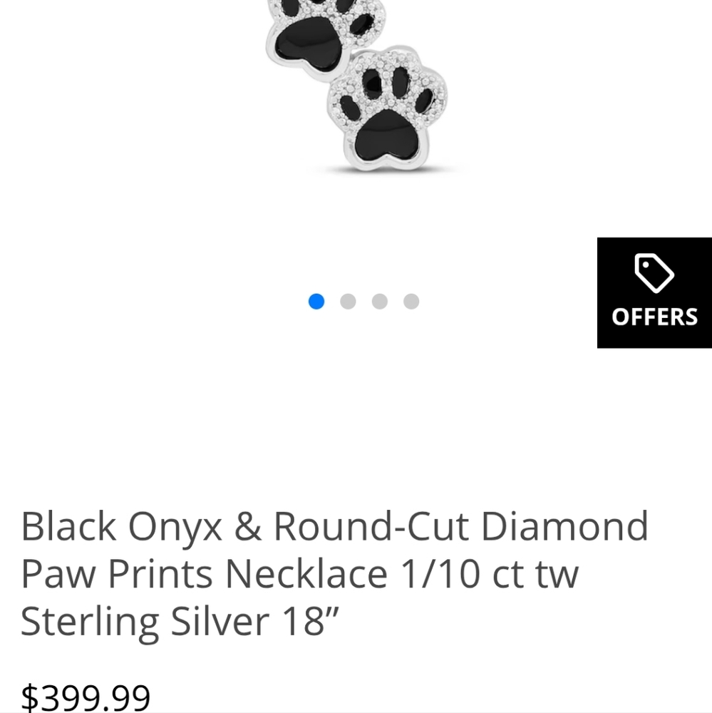Kay Jewelers Black Onyx and Diamond Paw Print Necklace